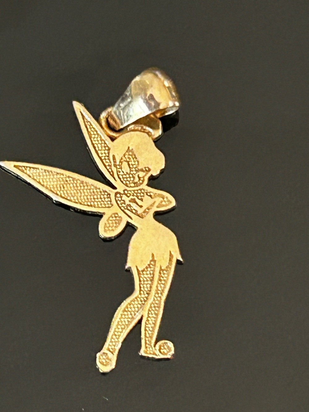 Vintage 14K Solid Gold Disney Tinker Bell Pendant Charm Signed JCM 1g - Picture 2 of 5